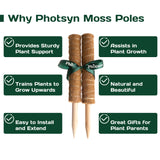 Photsyn Moss Totem Coir Poles, 15.7 Inch 2 Pack Sticks, Tool Set with Garden Ties & Repotting Mat & Gardening Trowel, for Climbing Plants